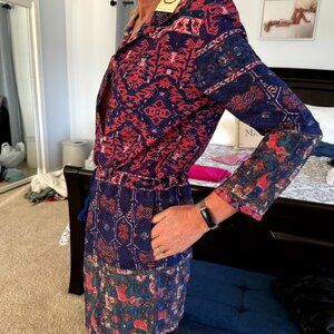 Raga Boho Paisley Print Button Down Dress Cover-Up XS (Fits S/M)